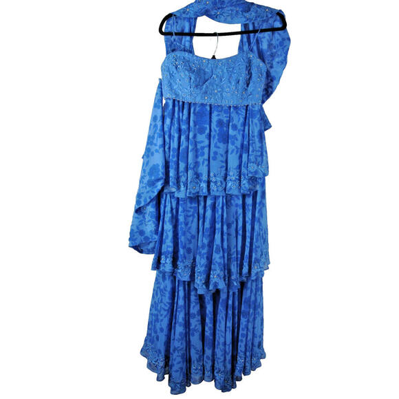 NEW, Sani Women's Blue Zaina Choli, Dupatta & Palazzo Pants Set  Size S - Picture 6 of 10
